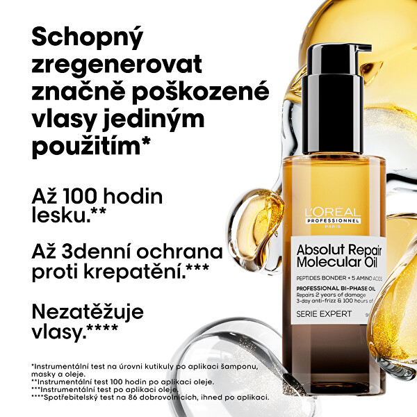 Dvoufázový olej pro poškozené vlasy Absolut Repair Molecular (Bi-Phase Oil)