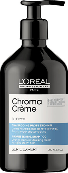 Professzionális narancssárga tónusokat semlegesítő kék sampon Serie Expert Chroma Crème (Blue Dyes Shampoo)