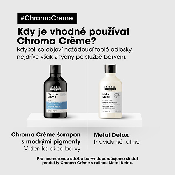 Profesionální modrý šampon neutralizující oranžové tóny Serie Expert Chroma Crème (Blue Dyes Shampoo)