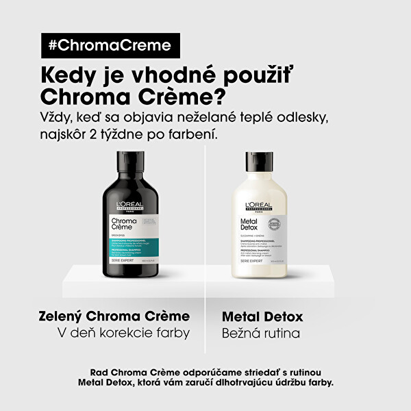 Profesionálny zelený šampón neutralizujúci červené tóny Serie Expert Chroma Crème (Green Dyes Shampoo)