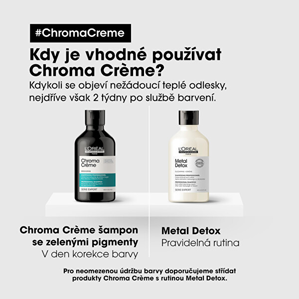 Profesionální zelený šampon neutralizující červené tóny Serie Expert Chroma Crème (Green Dyes Shampoo)