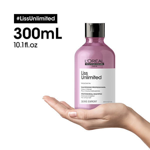 Šampon pro uhlazení nepoddajných vlasů Série Expert (Prokeratin Liss Unlimited) - SLEVA - uvolněná pumpička, chybí cca 15 ml