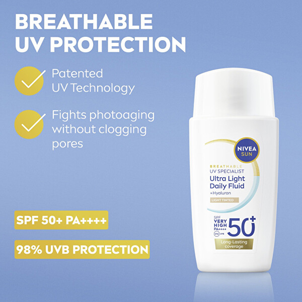 Ultralehký tónovací pleťový fluid SPF 50+ Sun (Ultra Light Tinted Fluid) 40 ml