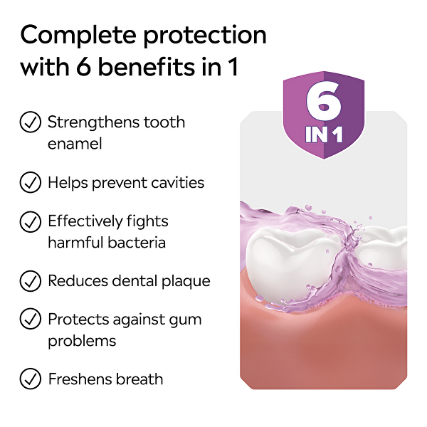 Ústní voda kompletní péče bez alkoholu Total Care Teeth Protection Mild Taste