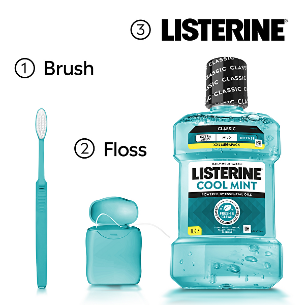 Apă de gură împotriva plăcii bacteriene Coolmint