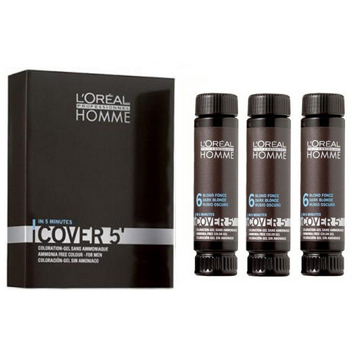 Gelová barva na vlasy pro muže Homme Cover 5 3 x 50 ml - SLEVA - poškozená krabička