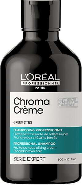 Professzionális vörös tónusokat semlegesítő zöld sampon Serie Expert Chroma Crème (Green Dyes Shampoo)