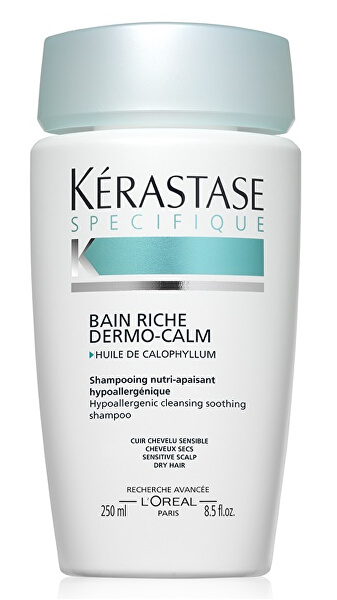 Upokojujúci šampón pre citlivú vlasovú pokožku a suché vlasy Bain Riche Dermo-Calm(Hypoallergenic Cleansing Soothing Shampoo Sensitive Scalp Dry Hair)
