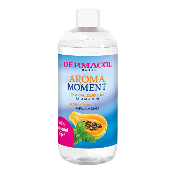 Rezervă pentru săpunul lichid de mâini Papaya și Menta  Aroma Moment (Tropical Liquid Soap) 500 ml