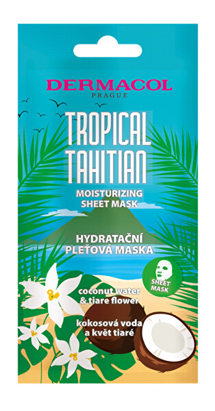 Hydratačná textilné maska s kokosovou vodou a kvety tiaré Tropica l Tahitian (Moisturizing Sheet Mask)