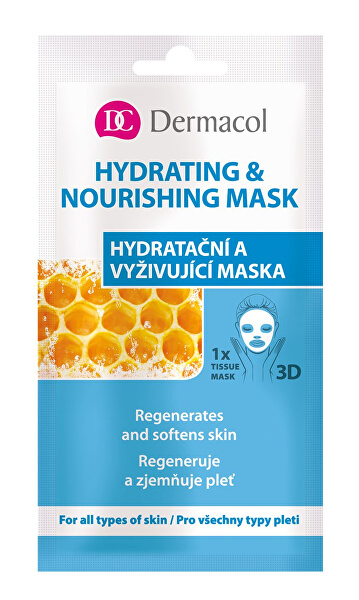 Mască texitilă hidratantă și nutritivă pentru toate tipurile de ten 3D (Regenerates Softens Skin) 1 bucată