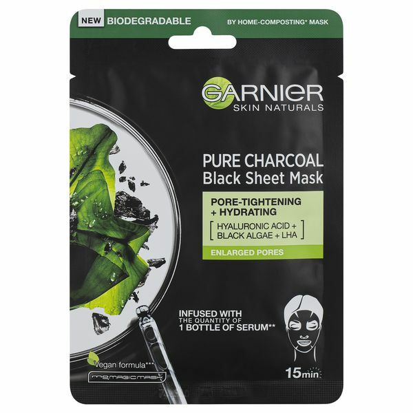 Černá textilní maska s extraktem z mořských řas Pure Charcoal Skin Naturals (Black Tissue Mask) 28 g