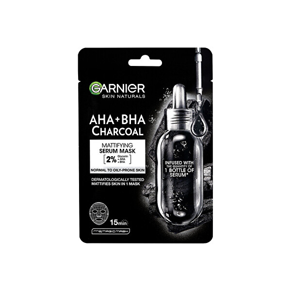 Mască textilă neagră cu extract de alge marine Pure Charcoal Skin Naturals (Black Tissue Mask) 28 g