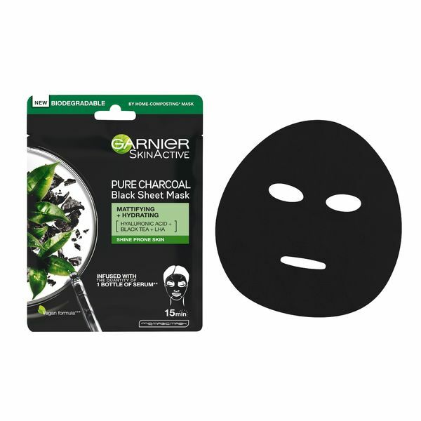 Černá textilní maska s extraktem z černého čaje Pure Charcoal Skin Naturals (Black Tissue Mask) 28 g