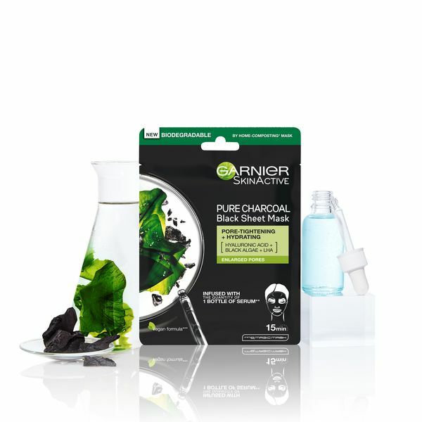 Černá textilní maska s extraktem z mořských řas Pure Charcoal Skin Naturals (Black Tissue Mask) 28 g