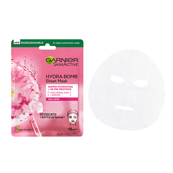Hydratační textilní maska na oživení jasu Sakura Skin Naturals Hydra Bomb (Tissue Mask) 28 g