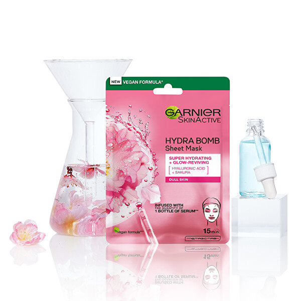Hydratační textilní maska na oživení jasu Sakura Skin Naturals Hydra Bomb (Tissue Mask) 28 g