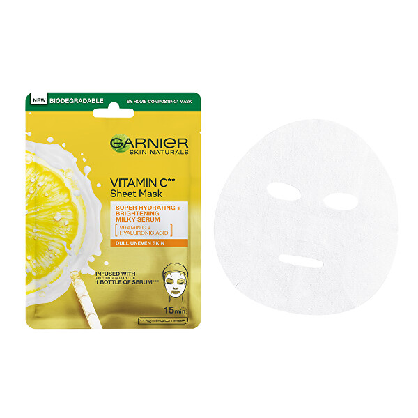 Hydratační textilní maska pro rozjasnění pleti s vitamínem C Skin Naturals 28 g