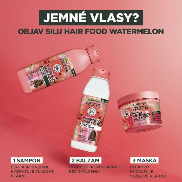 Sanftes Shampoo für Haarvolumen Fructis Hair Food (Watermelon Plumping Shampoo) 350 ml