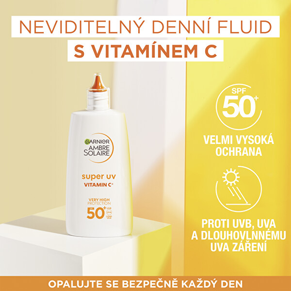 Ochranný fluid proti tmavým skvrnám s vitamínem C SPF 50+ Ambre Solaire (Super UV Fluid) 40 ml