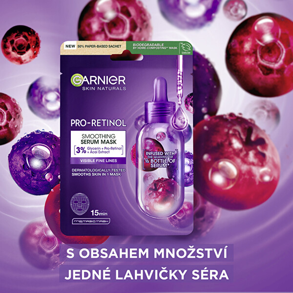 Vyhlazující plátýnková maska Skin Naturals Pro-Retinol (Smoothing Serum Mask) 22 g