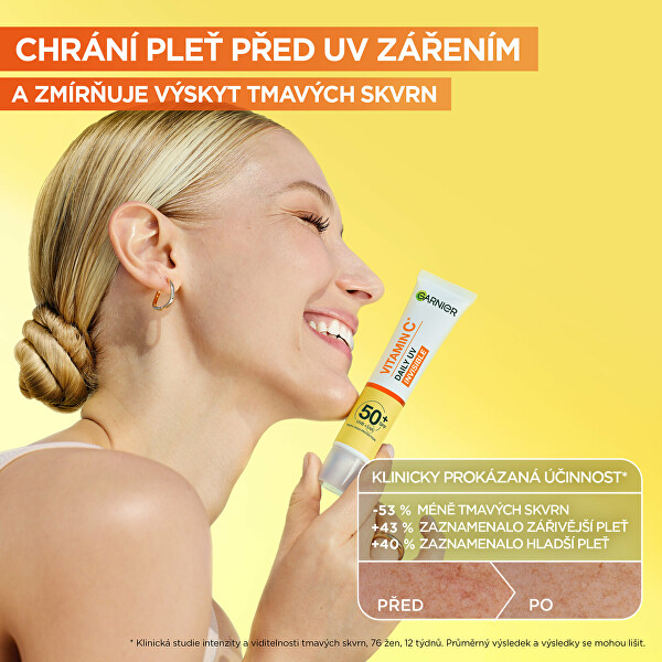 Rozjasňující ochranný pleťový fluid SPF 50+ Vitamin C (Daily UV Invisible) 40 ml