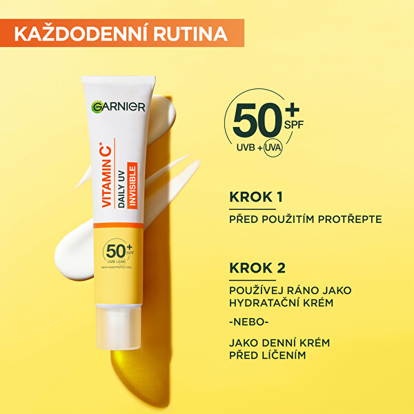 Rozjasňující ochranný pleťový fluid SPF 50+ Vitamin C (Daily UV Invisible) 40 ml