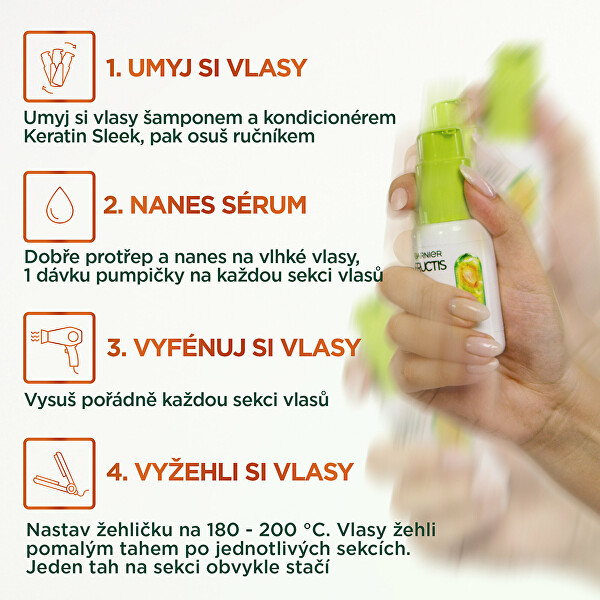 Sérum pro suché a krepaté vlasy Fructis Keratin Sleek (Heat-Activated Serum) 50 ml