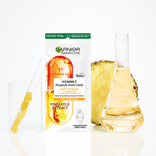 Síla ampulí v textilní masce s vitamínem C a extraktem z ananasu Skin Naturals 15 g