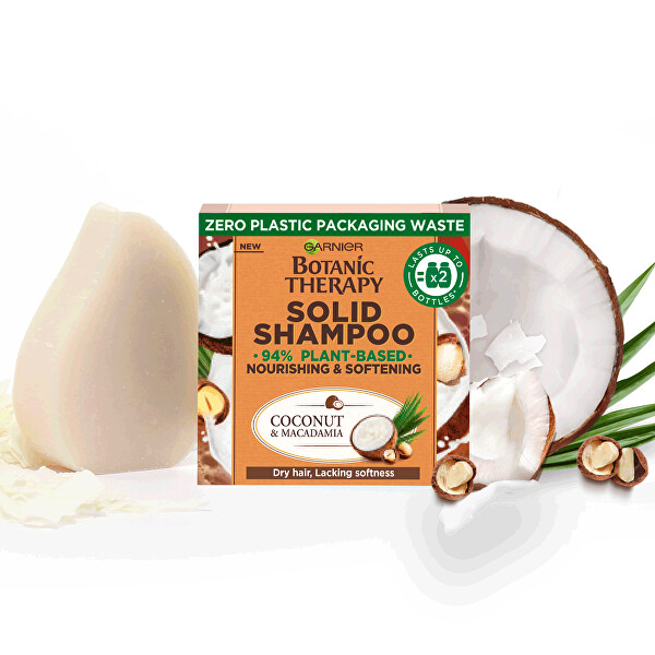 Vyživující a zjemňující tuhý šampon pro suché vlasy Botanic Therapy (Coconut & Macadamia Solid Shampoo) 60 g