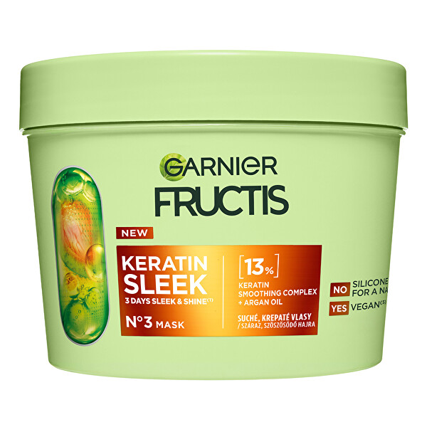 Maszk száraz és szöszösödő hajra Fructis Keratin Sleek (Mask) 370 ml