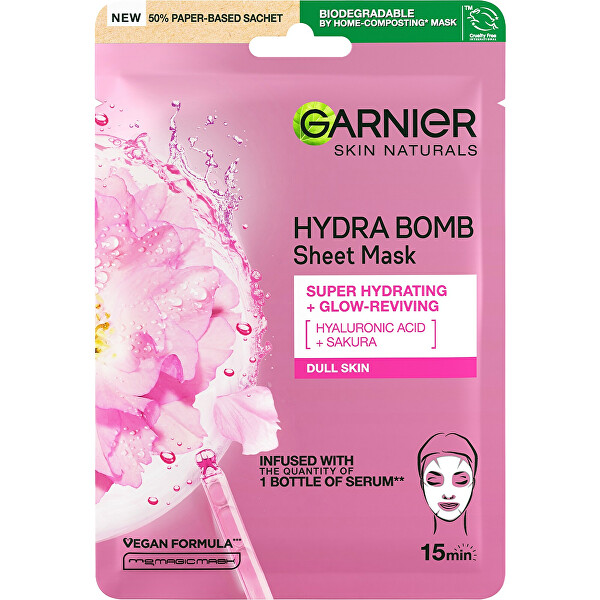 Oživující textilní maska s výtažkem ze sakury Skin Naturals (Hydra Bomb Sheet Mask) 28 g