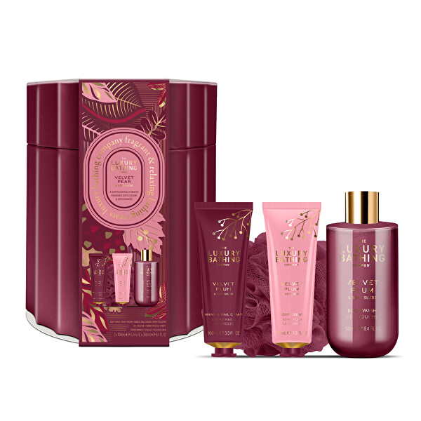 Dárková sada v plechové dóze Velvet Plum & Soft Suede 4 ks