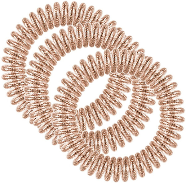 Elastico per capelli a spirale Slim Of Bronze and Beads 3 pz