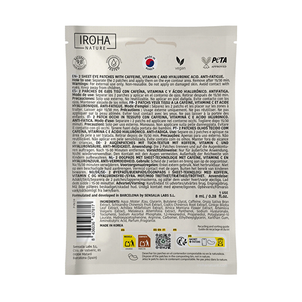Polštářky pod oči Caffeine Eye Contour Patches 2 x 8 ml