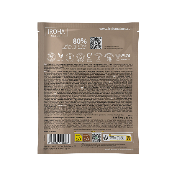 Maska proti vráskám na obličej a krk Face & Neck Sheet Mask 30 ml