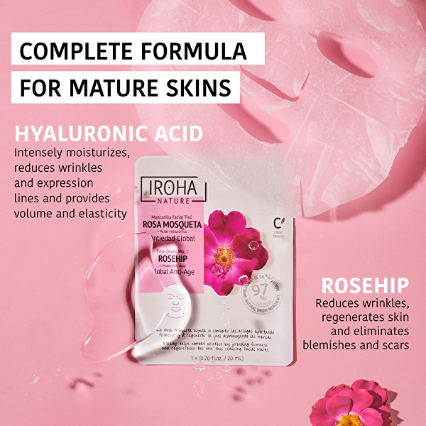 Omlazující maska Anti-Age Rosehip Face Sheet Mask 20 ml