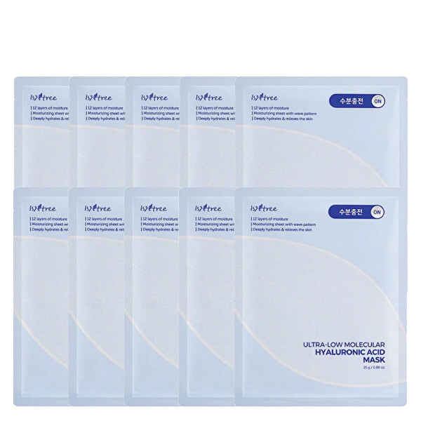 Sada hydratačních textilních masek Ultra-Low Molecular Hyaluronic Acid 10 x 25 g