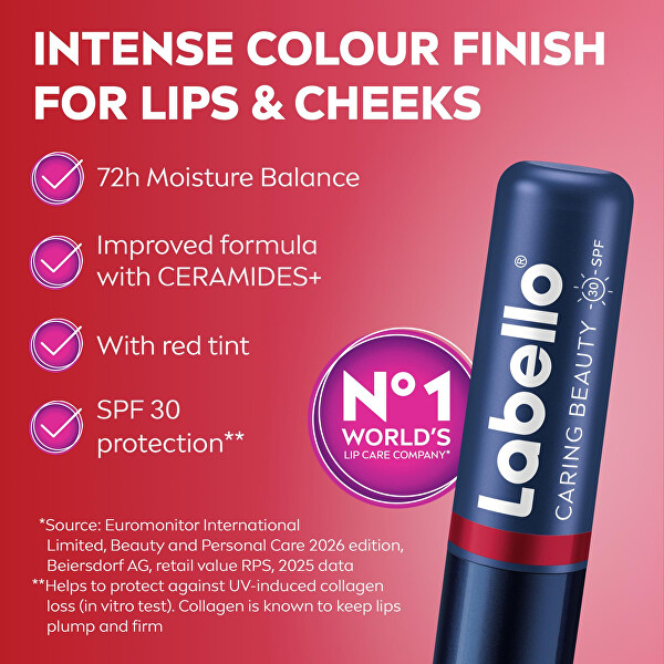 Balzám na rty SPF 30 Red Caring Beauty Lip & Cheek 4,8 g