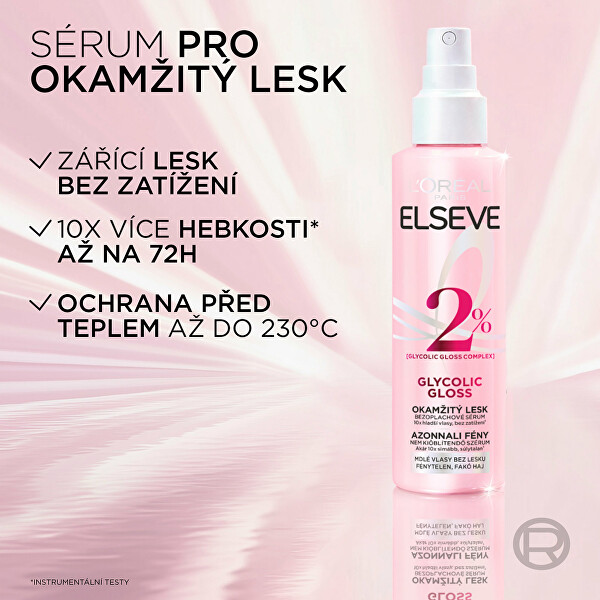 Bezoplachové sérum pro okamžitý lesk vlasů Elseve Glycolic Gloss 150 ml