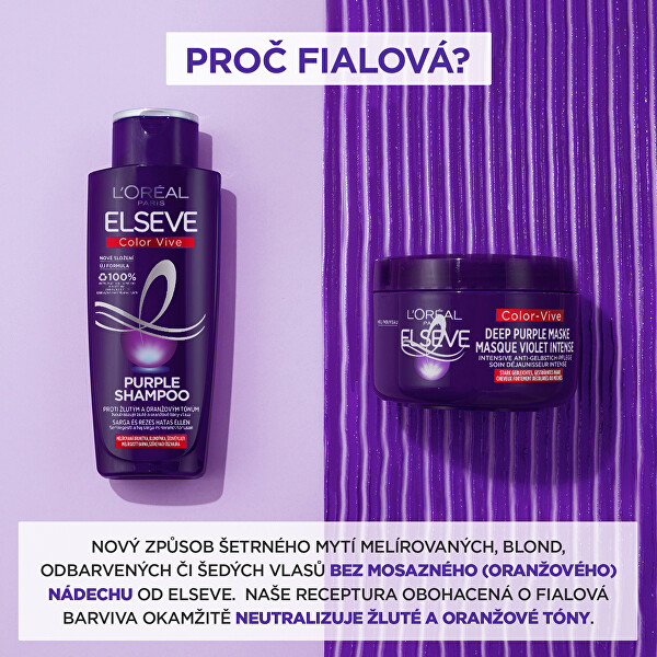 Hloubková maska neutralizující žluté tóny ve vlasech Elseve Color-Vive (Deep Purple Mask) 250 ml