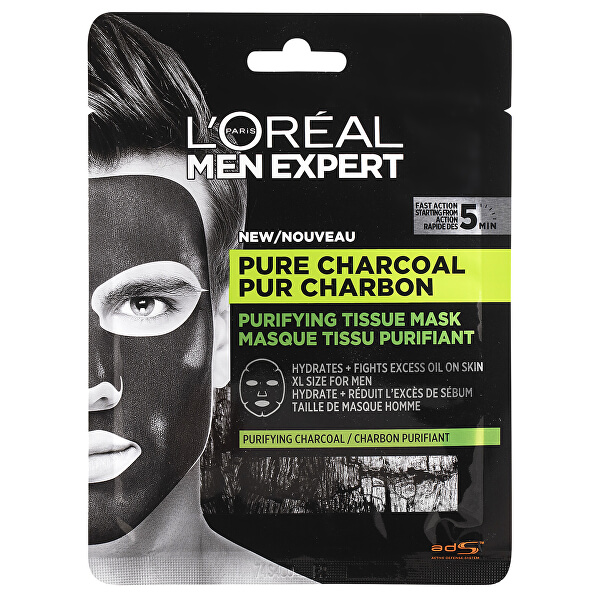 Textilmaske für Herren Men Expert Pure Charcoal (Purifying Tissue Mask) 30 g