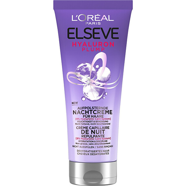 Crema rimpolpante per capelli da notte Elseve Hyaluron Plump (Plumping Night Cream) 200 ml