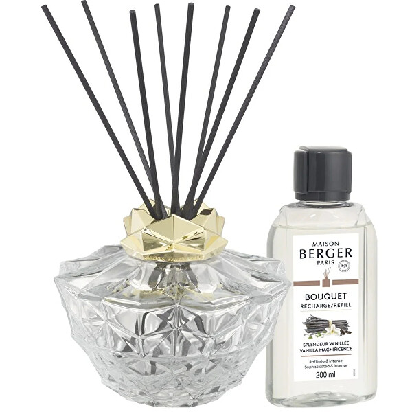 Set regalo diffusore di aromi Kali trasparente + ricarica Magnificent Vanilla 200 ml