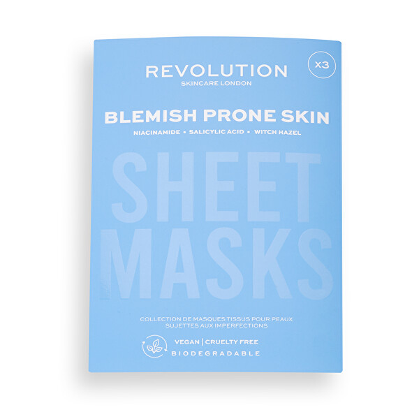 Set de măști de față pentru pielea problematică Biodegradable (Blemish Prone Skin Sheet Mask)