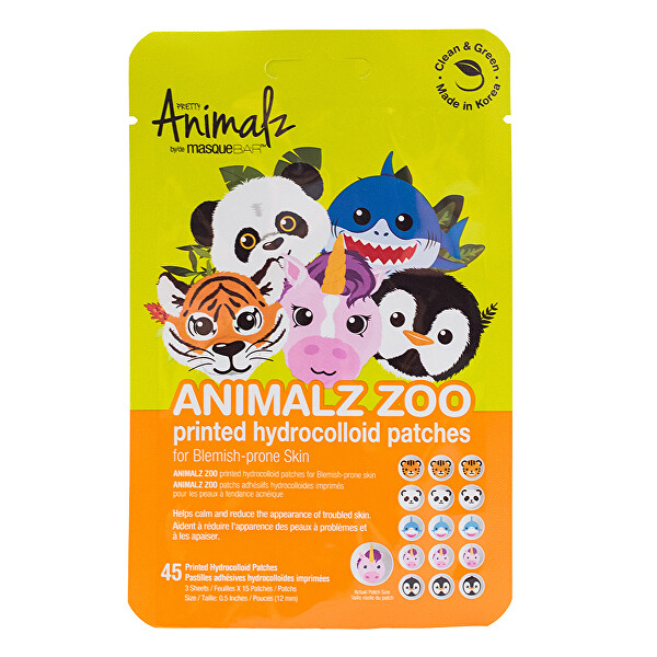 Náplasti na akné Animals Zoo (Printed Hydrocolloid Patches) 45 ks