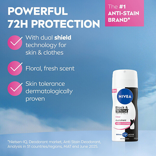 Izzadásgátló spray Invisible Black & White Clear (Antiperspirant) 100 ml