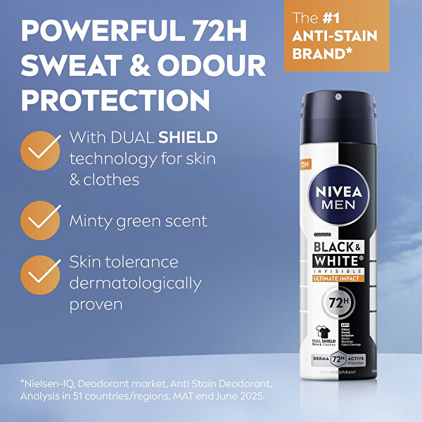 Antiperspirant ve spreji Men Invisible Black & White Ultimate Impact 150 ml