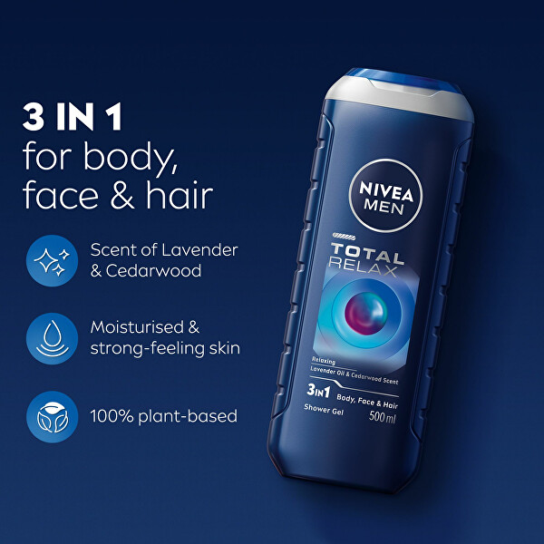 Relaxační sprchový gel Men Total Relax (Body, Face & Hair Shower Gel) 500 ml