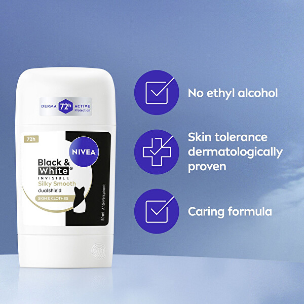 Tuhý antiperspirant Black & White Invisible Silky Smooth 50 ml